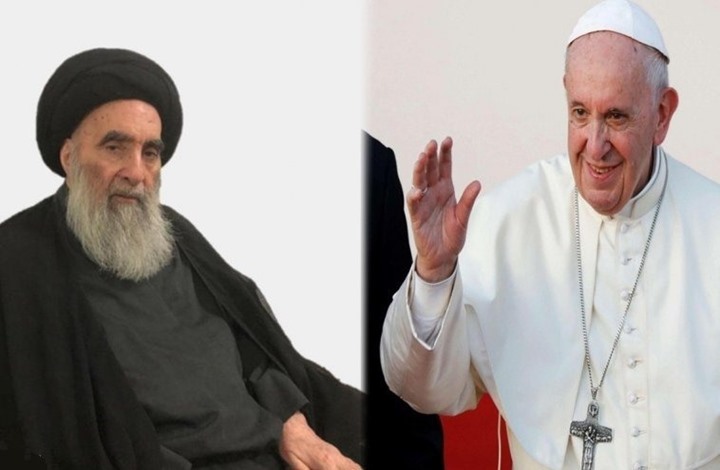 السيستاني في استقبال البابا بالنجف