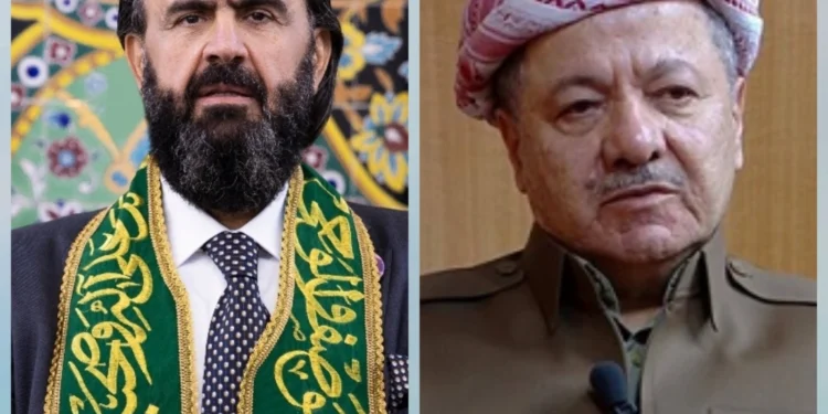 “لتقديم واجب العزاء”سماحة الشيخ شمس الدين نهرو محمد الكسنزان يتلقى اتصالاً هاتفياً من الرئيس مسعود البارزاني