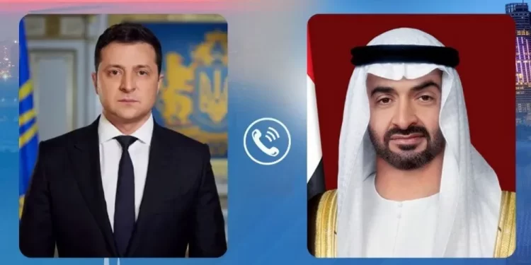 رئيس دولة الامارات “محمد بن زايد” يجري اتصالاً هاتفياً مع الرئيس الأوكراني