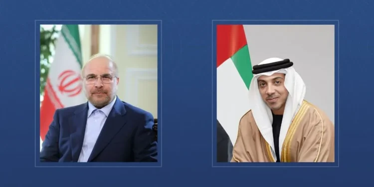 نائب رئيس الامارات يبحث مع قاليباف خفض التصعيد في المنطقة